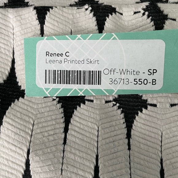 NWT Renee C Leena Printed Skirt, Black and Ivory, Size Small Petite - Picture 4 of 7
